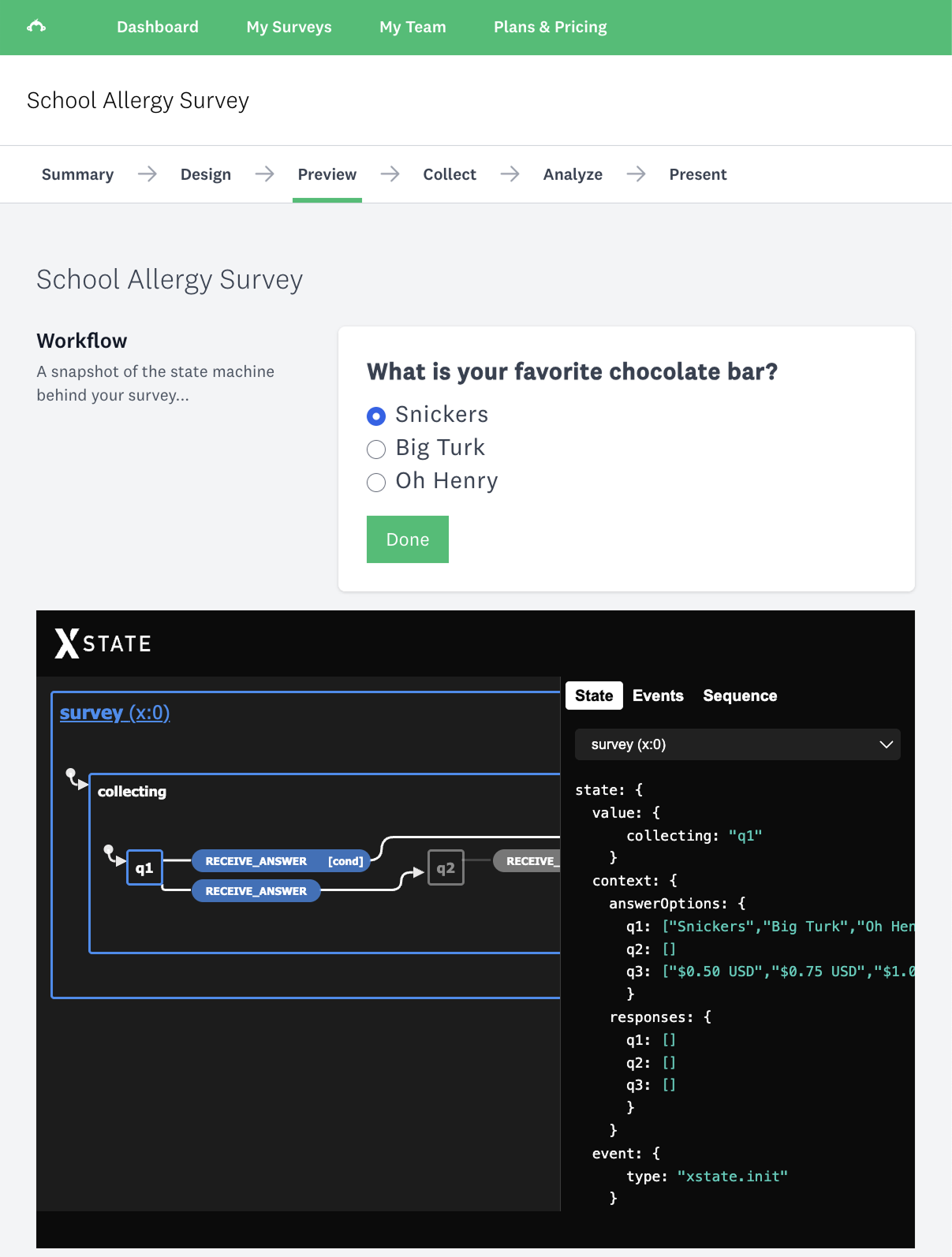 The survey taker + debug