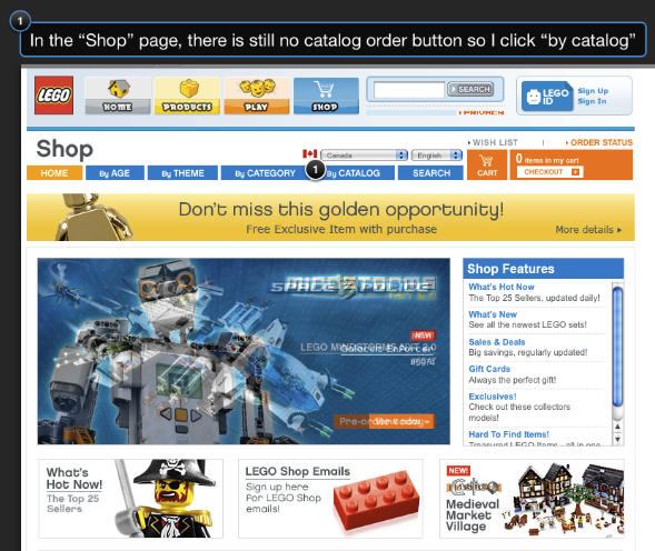 In the Shop page, there is still no catalog order button so I click "by catalog"